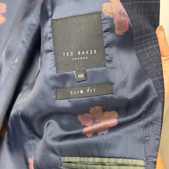 Ted Baker London Men's Blazer - navy plaid, slim fit 40R